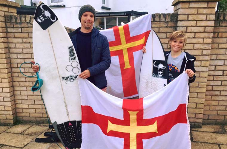 Matt Le Maitre and Tom Hook flying the flag for Guernsey at the British surfing championship - Yakwax