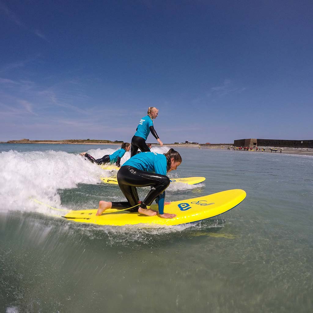 ABC Lesson, learning to surf with the Guernsey Surf School at Vazon bay