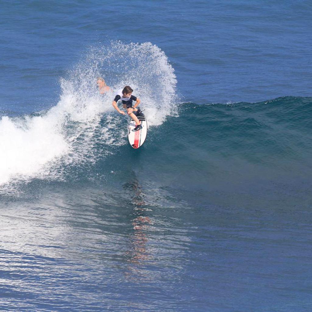 Tom hook progressing from the Guernsey surf school junior program to world class performances at Uluwatu in Bali