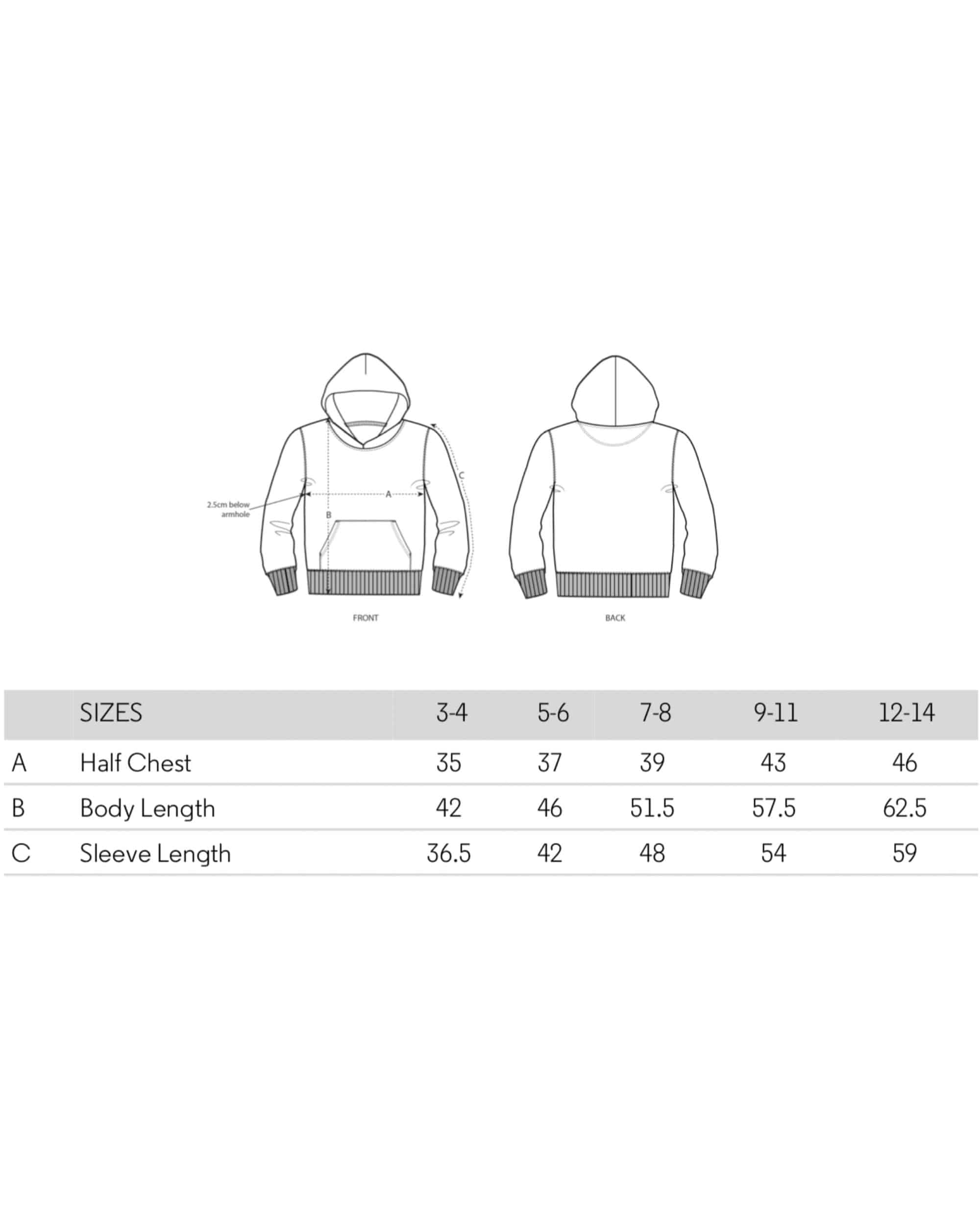 Kids sweatshirt sizes hotsell